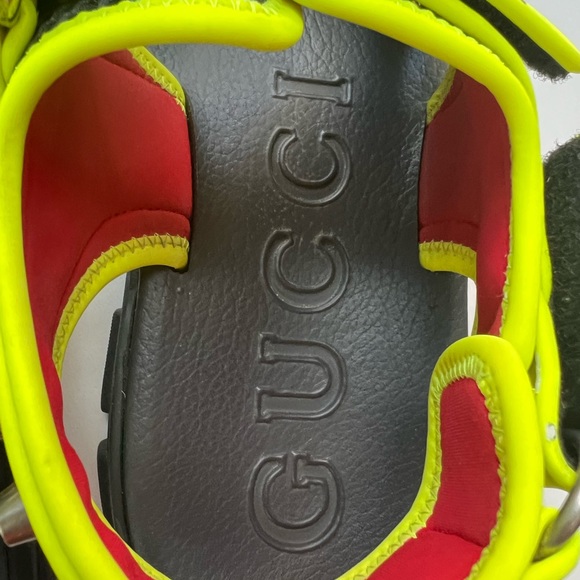 Gucci Aguru Studded Neon Sandals Designer Size 7/ US Women’s Size 10 - Picture 13 of 13